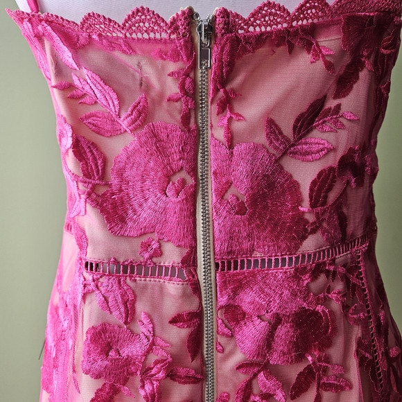 Lulu's Party Pretty Hot Pink Lace Sleeveless Bodycon Mini Dress - Picture 11 of 13